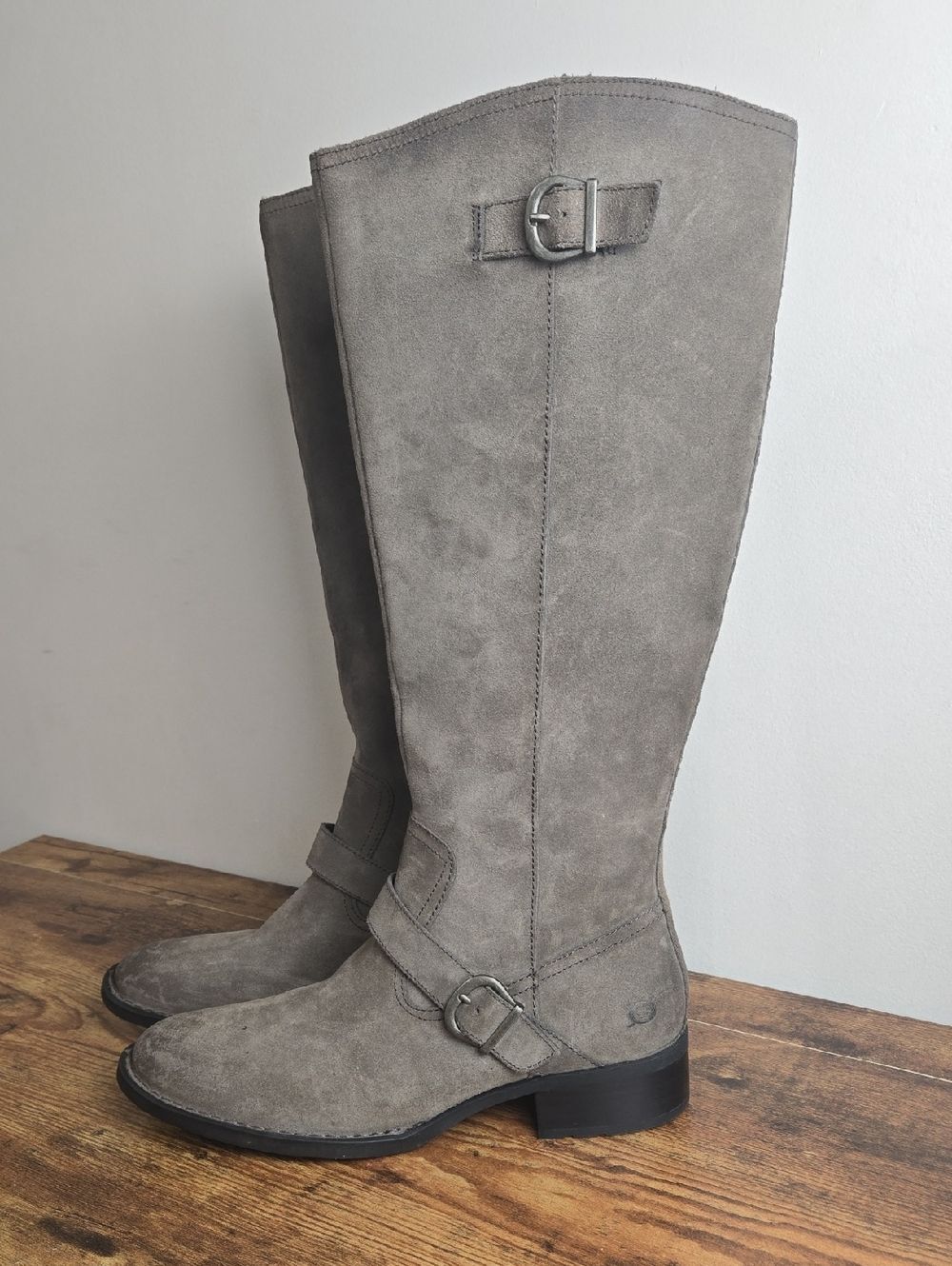 Born Chesire Gray Suede Tall Riding Boot Women Sz 9 Euro Boho Farmcore Cabincore - Picture 3 of 11
